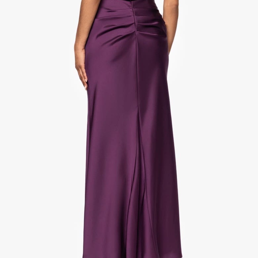 NEW Betsy & Adam PLUM Strapless CORSET Bustier VELVET  & SATIN Draped GOWN 4 - Picture 8 of 13